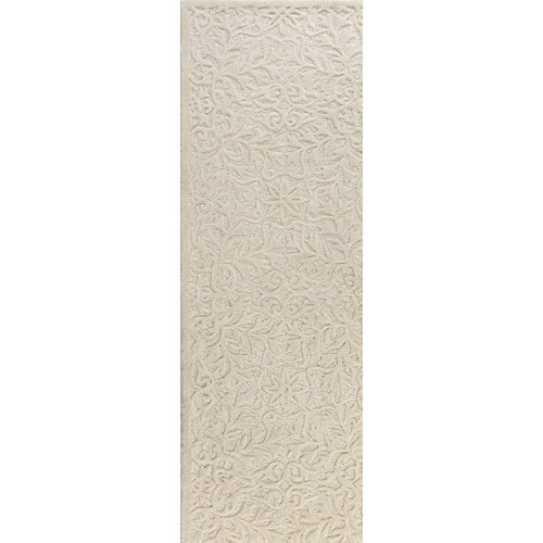 Birch Lane™ Naomi Floral Handmade Tufted Wool Ivory Area Rug & Reviews